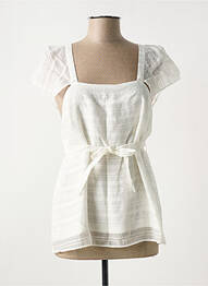 Top col carré manches courtes blanc COP COPINE femme