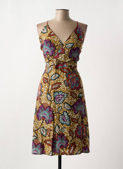 Robe mi-longue marron LA FEE MARABOUTEE pour femme