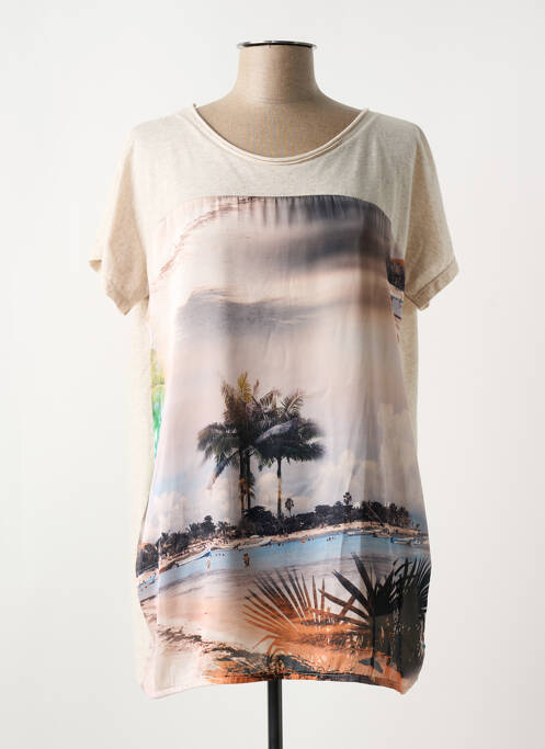 T-shirt beige LA FEE MARABOUTEE pour femme