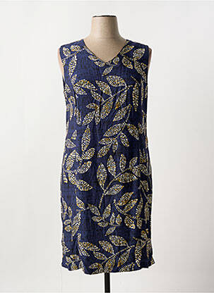 Robe mi-longue imprimé fantaisie sans manche bleu GEVANA femme