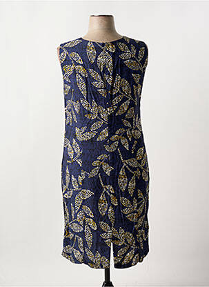 Robe mi-longue imprimé fantaisie sans manche bleu GEVANA femme