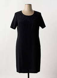 Robe mi-longue tissage crêpe manches courtes noir GEVANA femme