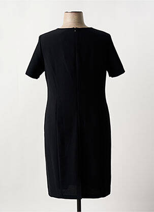 Robe mi-longue tissage crêpe manches courtes noir GEVANA femme