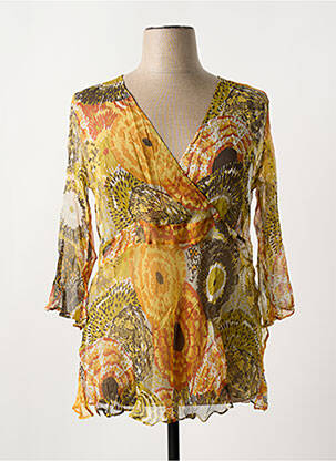 Blouse légère et transparente manches longues jaune PERSONA femme
