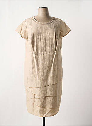 Robe mi-longue fermeture zippée au dos manches courtes beige GERRY WEBER femme