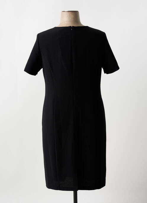 Robe mi-longue tissage crêpe manches courtes noir GEVANA femme