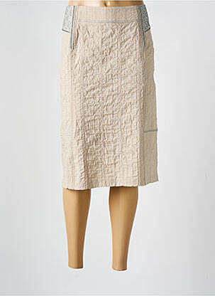 Jupe mi-longue coupe droite beige CHRISTINE LAURE femme