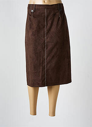 Jupe mi-longue coupe droite marron PAUL MATIS femme