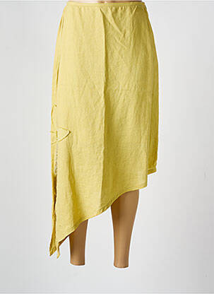 Jupe mi-longue taille à pinces jaune COCO MENTHE femme
