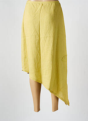 Jupe mi-longue taille à pinces jaune COCO MENTHE femme