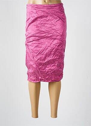 Jupe mi-longue taille à pinces rose VERA MONT femme