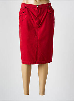 Jupe mi-longue coupe droite rouge BRUNO SAINT HILAIRE femme
