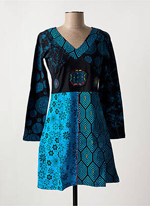 Tunique manches longues col v bleu COTON DU MONDE femme