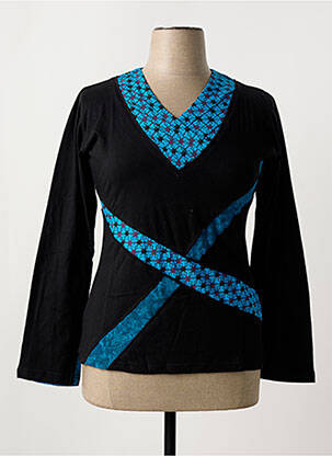 T-shirt manches longues manches longues bleu COTON DU MONDE femme