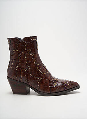 Bottines/boots tissage satiné talon de 4 à 6cm marron NOA HARMON femme
