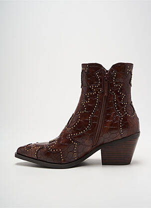 Bottines/boots tissage satiné talon de 4 à 6cm marron NOA HARMON femme