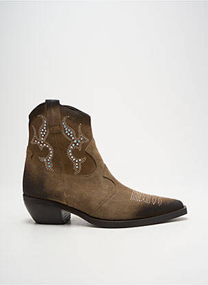 Bottines/boots tissage satiné talon de 4 à 6cm marron EMANUELE CRASTO femme