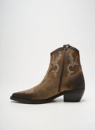 Bottines/boots tissage satiné talon de 4 à 6cm marron EMANUELE CRASTO femme