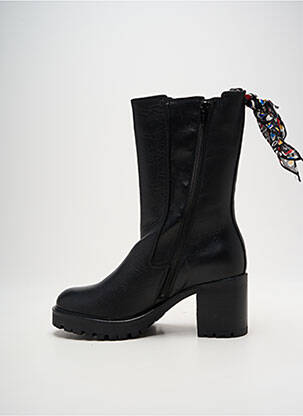 Bottes tissage satiné talon de 4 à 6cm noir GOODSTEP femme