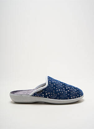 Chaussons/pantoufles tissage satiné talon plat jusqu'à 3cm bleu FARGEOT femme