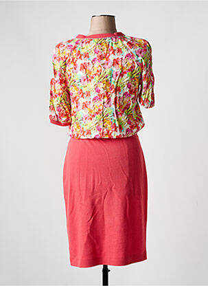 Robe mi-longue imprimé fleurs manches courtes orange GREGORY PAT femme