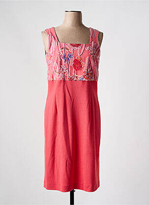 Robe mi-longue imprimé fleurs sans manche rose GREGORY PAT femme