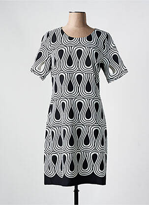 Robe mi-longue imprimé fantaisie manches courtes noir MERI & ESCA femme