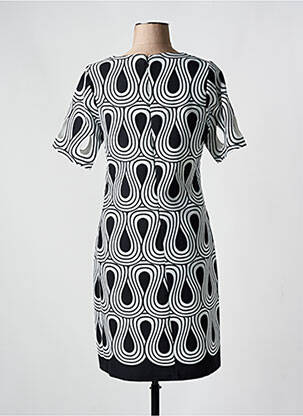Robe mi-longue imprimé fantaisie manches courtes noir MERI & ESCA femme