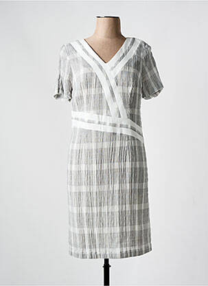 Robe mi-longue tissage crêpe manches courtes gris MERI & ESCA femme