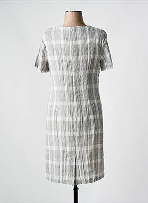 Robe mi-longue tissage crêpe manches courtes gris MERI & ESCA femme