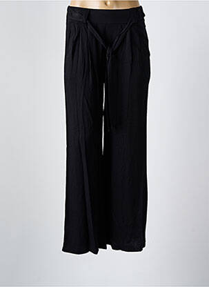 Pantalon droit tissage popeline taille normale noir COULEURS DU TEMPS femme