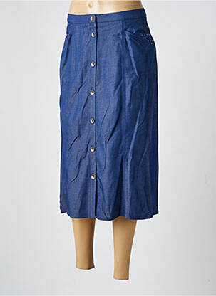 Jupe mi-longue coupe évasée bleu GUY DUBOUIS femme
