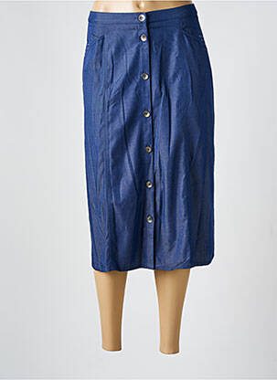 Jupe mi-longue coupe droite bleu GUY DUBOUIS femme