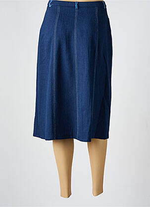 Jupe mi-longue coupe droite bleu GUY DUBOUIS femme