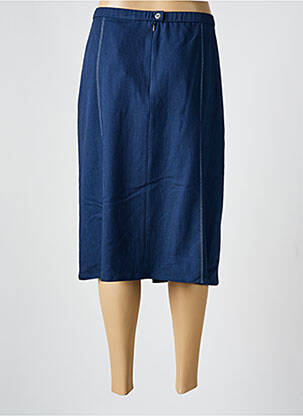 Jupe mi-longue coupe droite bleu GUY DUBOUIS femme