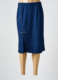 Jupe mi-longue coupe droite bleu GUY DUBOUIS femme