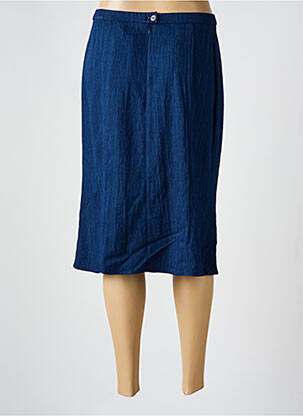 Jupe mi-longue coupe droite bleu GUY DUBOUIS femme
