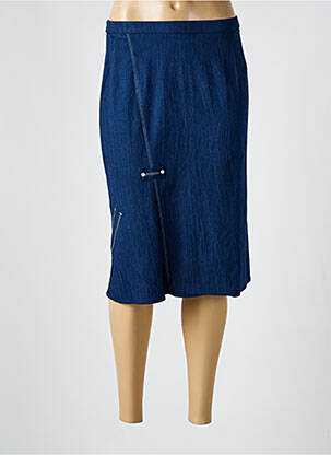 Jupe mi-longue coupe droite bleu IMPULSION femme
