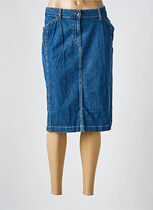 Jupe mi-longue coupe droite bleu GUY DUBOUIS femme