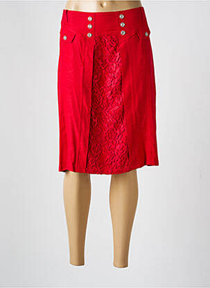 Jupe mi-longue coupe droite rouge GUY DUBOUIS femme