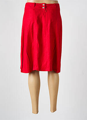 Jupe mi-longue coupe droite rouge GUY DUBOUIS femme