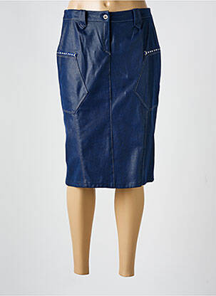 Jupe mi-longue coupe droite bleu MERI & ESCA femme