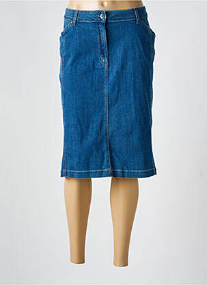 Jupe mi-longue coupe droite bleu GUY DUBOUIS femme