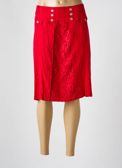 Jupe mi-longue rouge GUY DUBOUIS pour femme