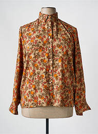 Chemisier imprimé fleurs manches longues orange PIER BÉ femme