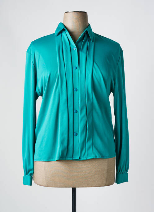 Chemisier coupe cintrée manches longues bleu JEAN MOREUX femme