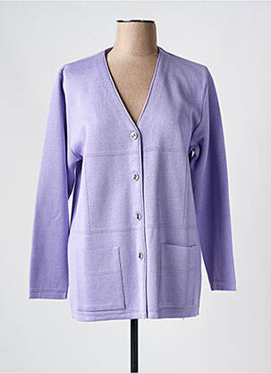 Gilet manches longues fermeture boutonnée sur le devant violet ELEANE femme