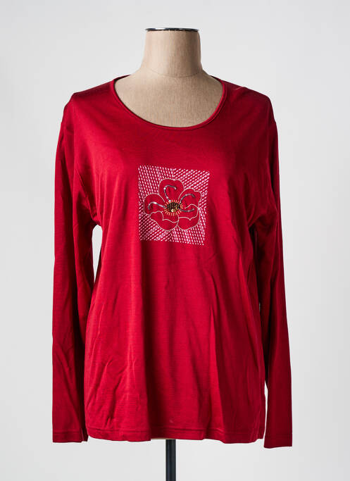 Tunique manches longues rouge MANADOUR pour femme