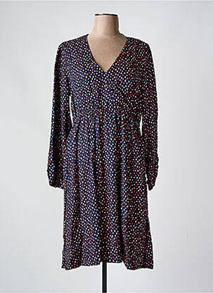 Robe mi-longue imprimé fantaisie manches longues bleu ELLE EST OU LA MER femme
