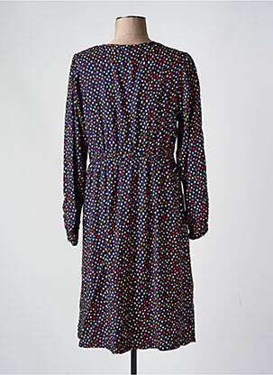 Robe mi-longue imprimé fantaisie manches longues bleu ELLE EST OU LA MER femme
